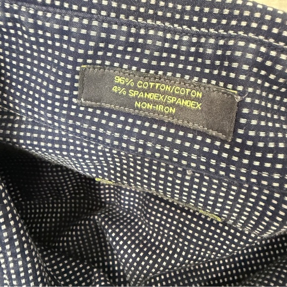 Calibrate Trim Fit Navy and White Checkered Men's Dress Shirt 16 - Picture 17 of 17